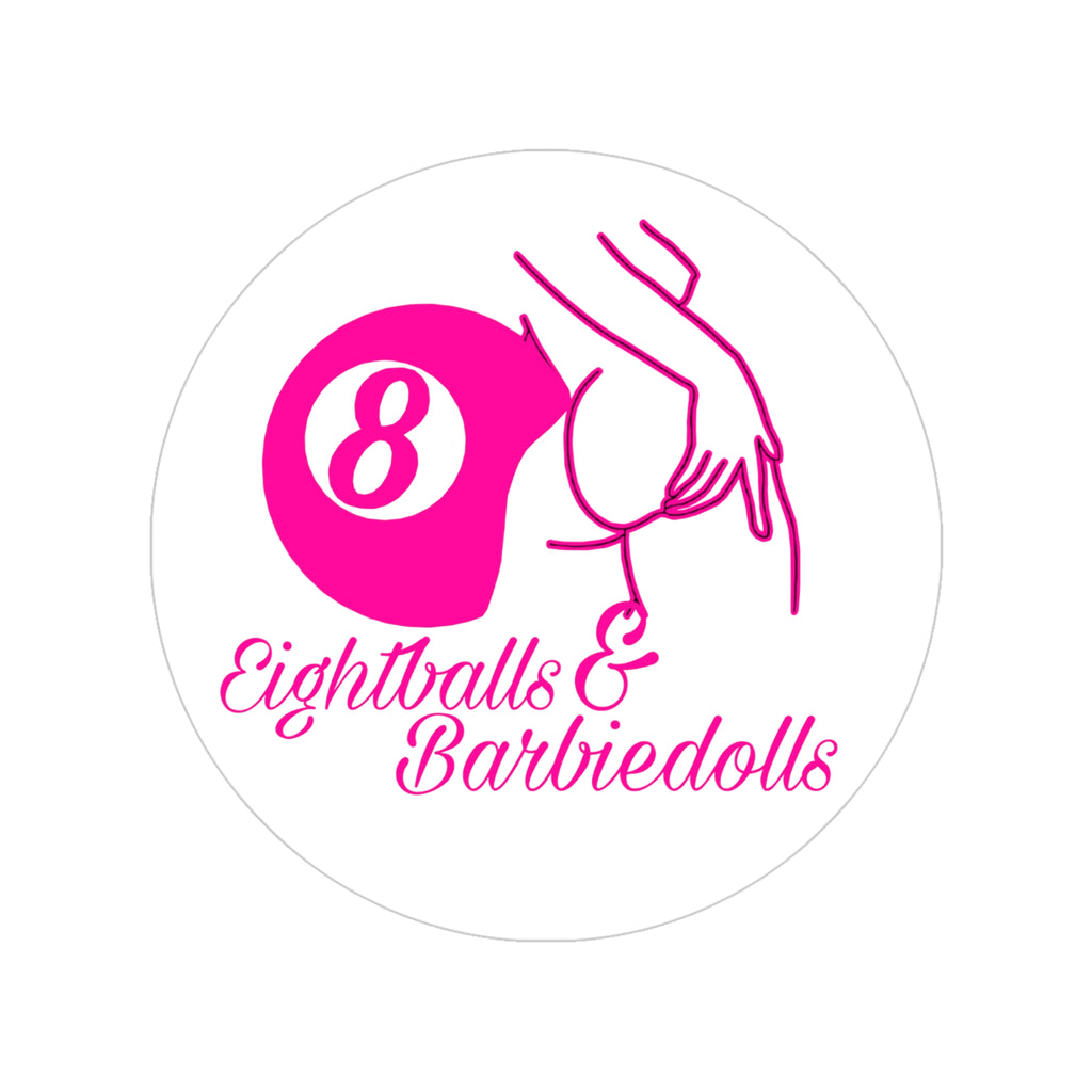 Round Transparent Sticker — Eightballs & Barbiedolls Logo (Pink)