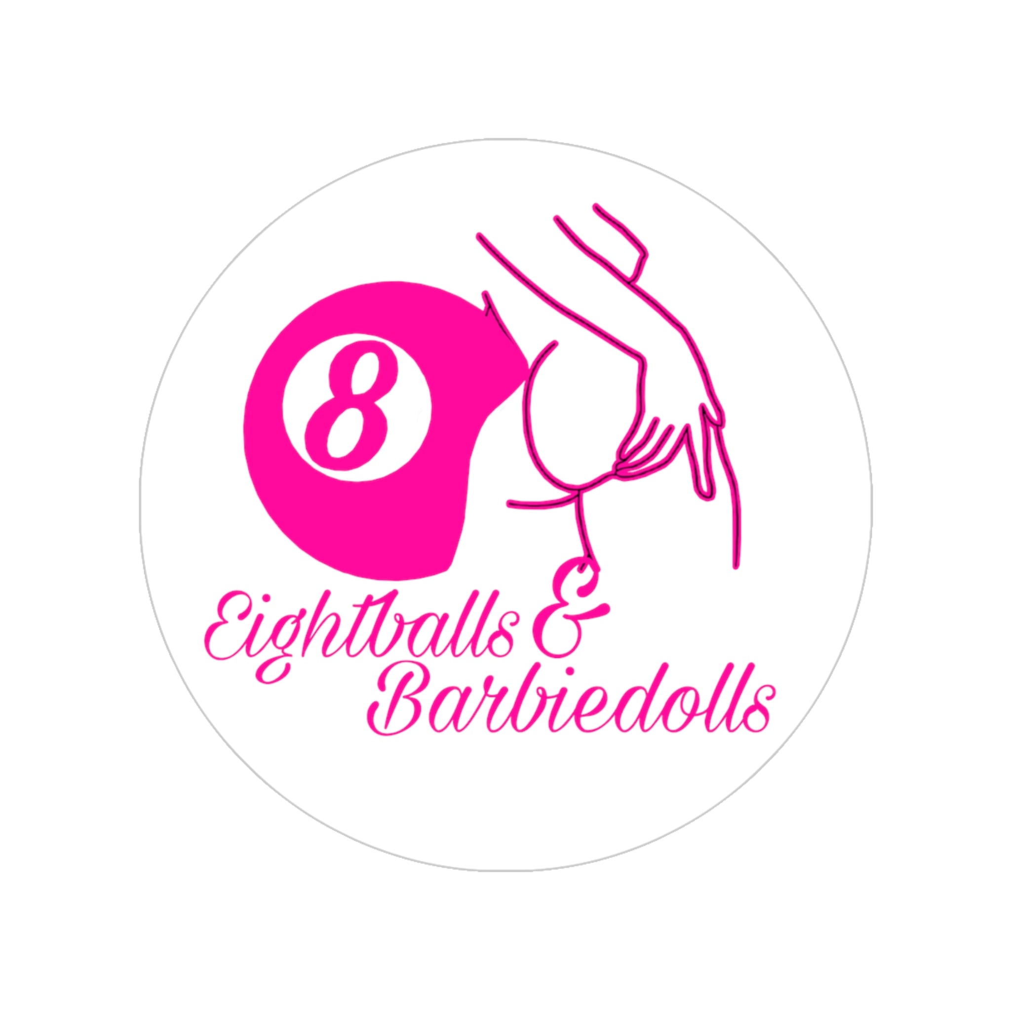 Round Transparent Sticker — Eightballs & Barbiedolls Logo (Pink)