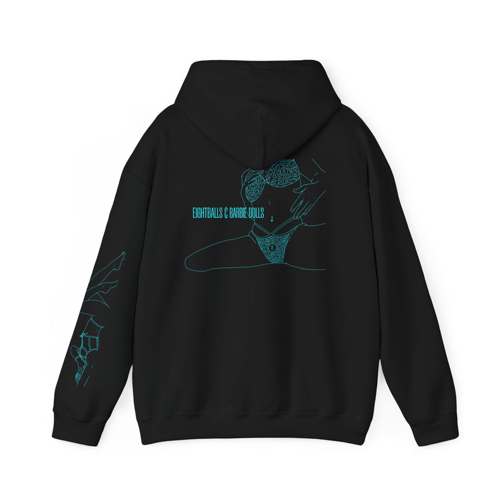 woman sit teal